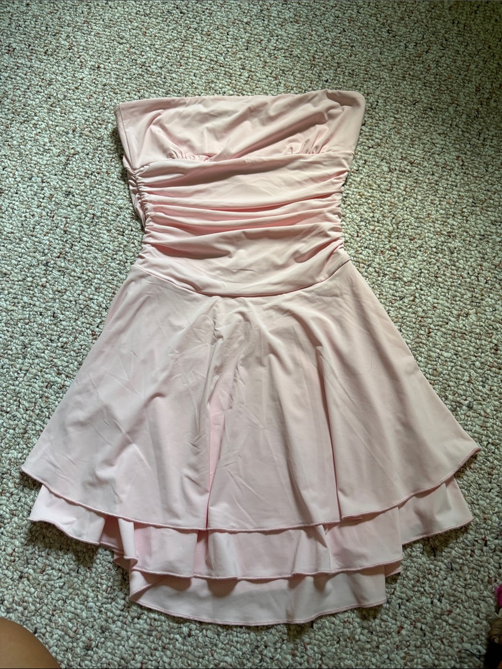 Lucy in the Sky Strapless Light Pink Layered Fit-and-Flare Dress